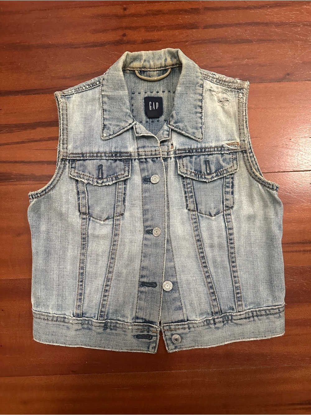 GAP Distressed Denim Vest